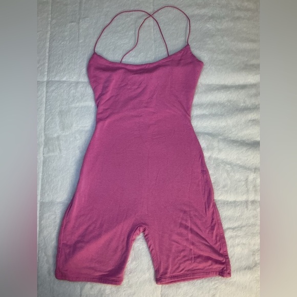 naked wardrobe Pants - Naked Wardrobe Pink Spaghetti Strap Jumpsuit